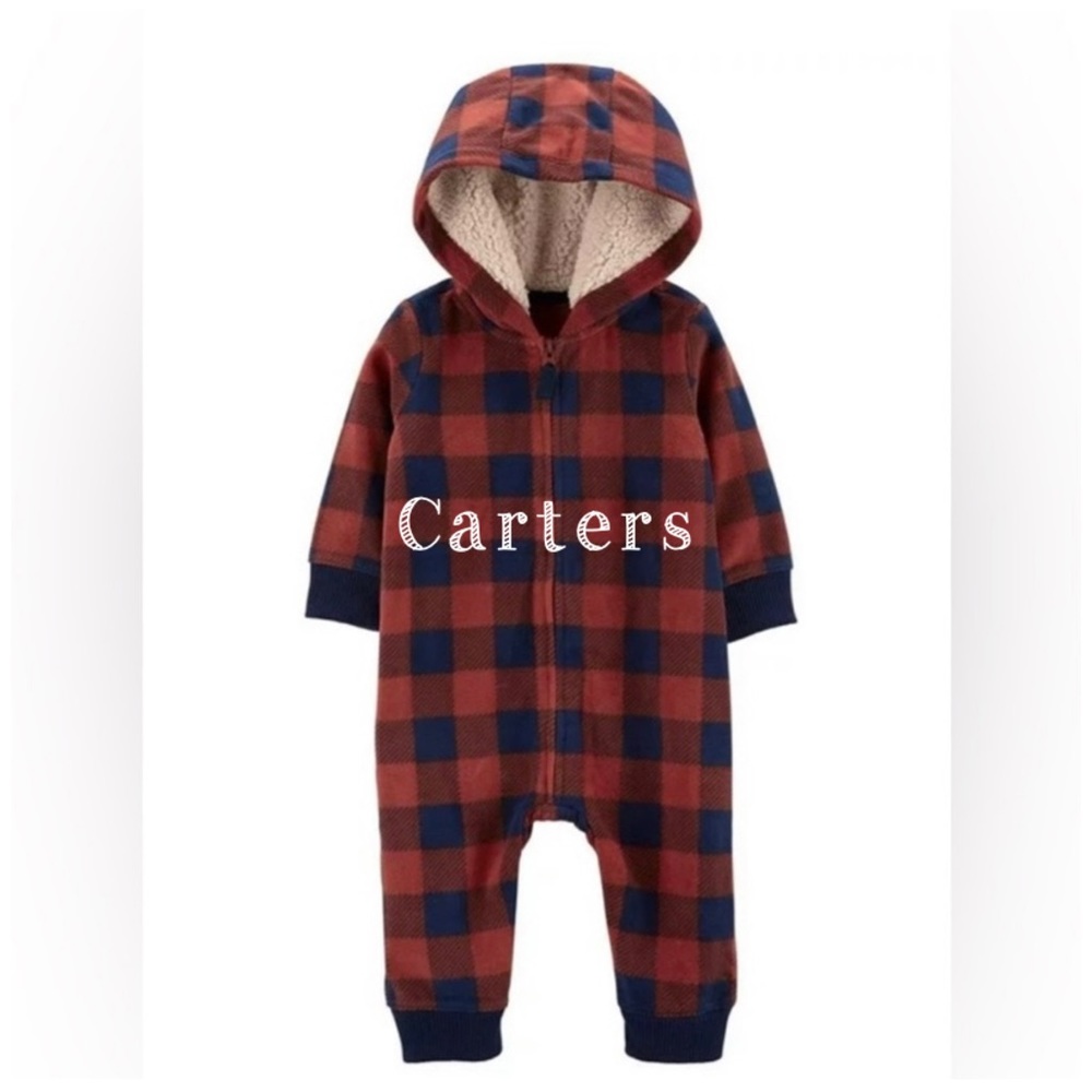 Carters Buffalo Check Zip-Up Jumpsuit Plaid-Size 3 month-two available-NWOT